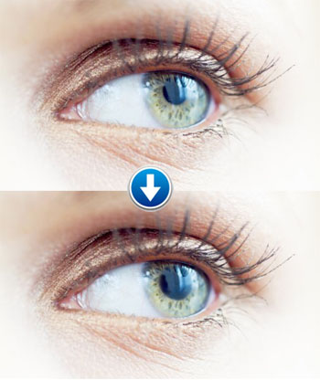 Speciale lichtgevende onzichtbare contactlenzen voor groene ogen